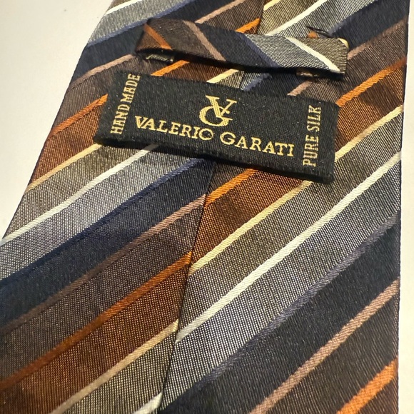 Valerio Garati Striped Men's Tie in Black, Brown, and Gray - Picture 2 of 5